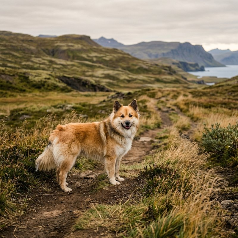 "Icelandic Sheepdog outdoors"