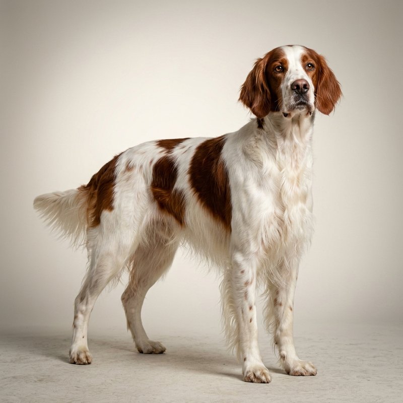 "Irish Red And White Setter studio portrait"