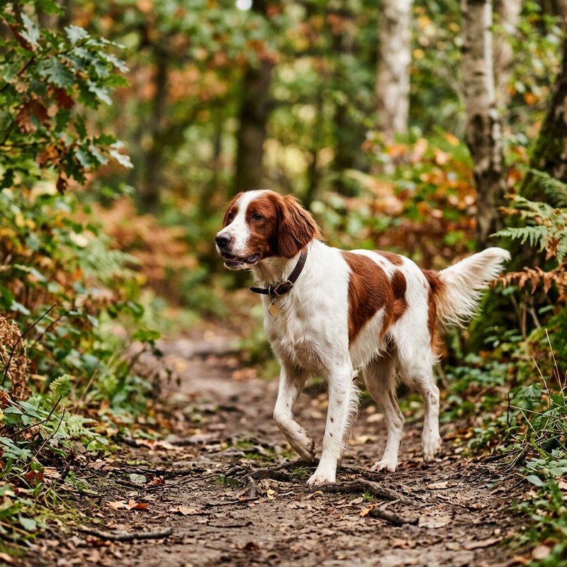 "Irish Red And White Setter outdoors"