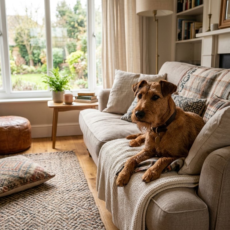 "Irish Terrier at home"