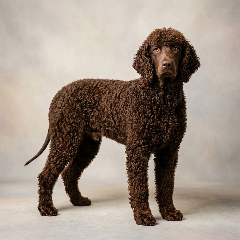 "Irish Water Spaniel studio portrait"