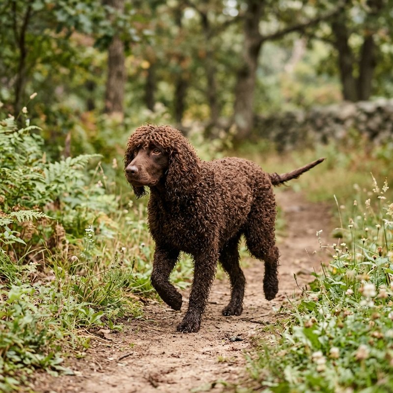 "Irish Water Spaniel outdoors"