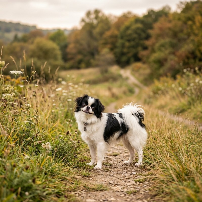 "Japanese Chin outdoors"