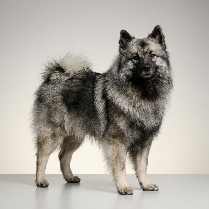 "Keeshond studio portrait"
