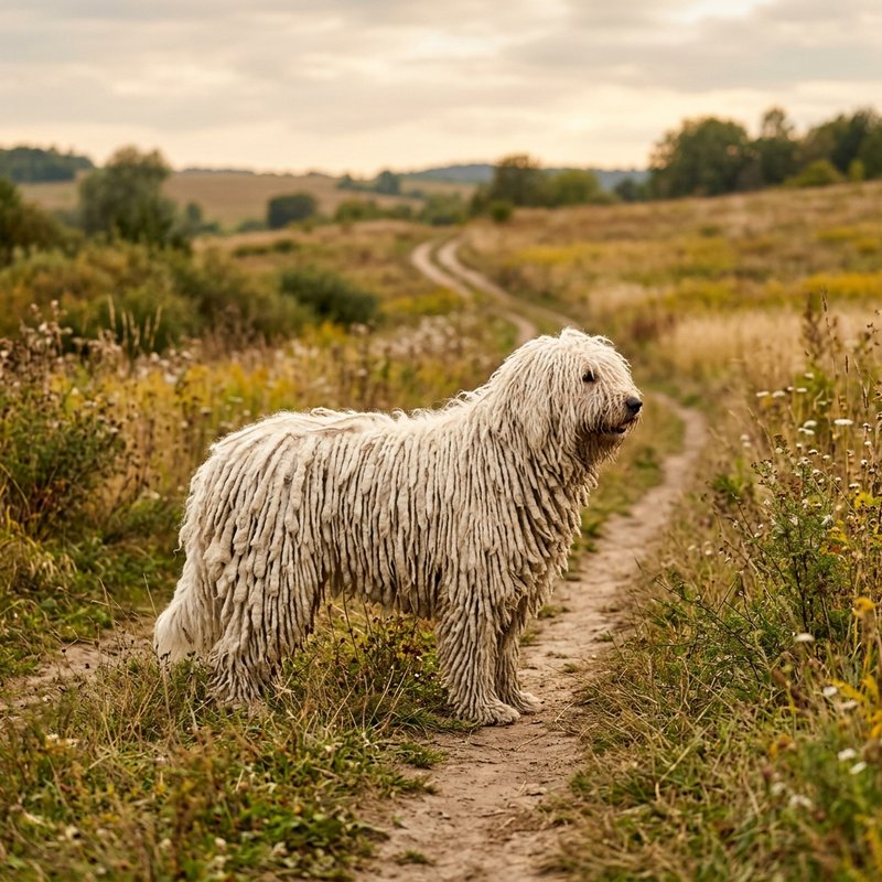 "Komondor outdoors"