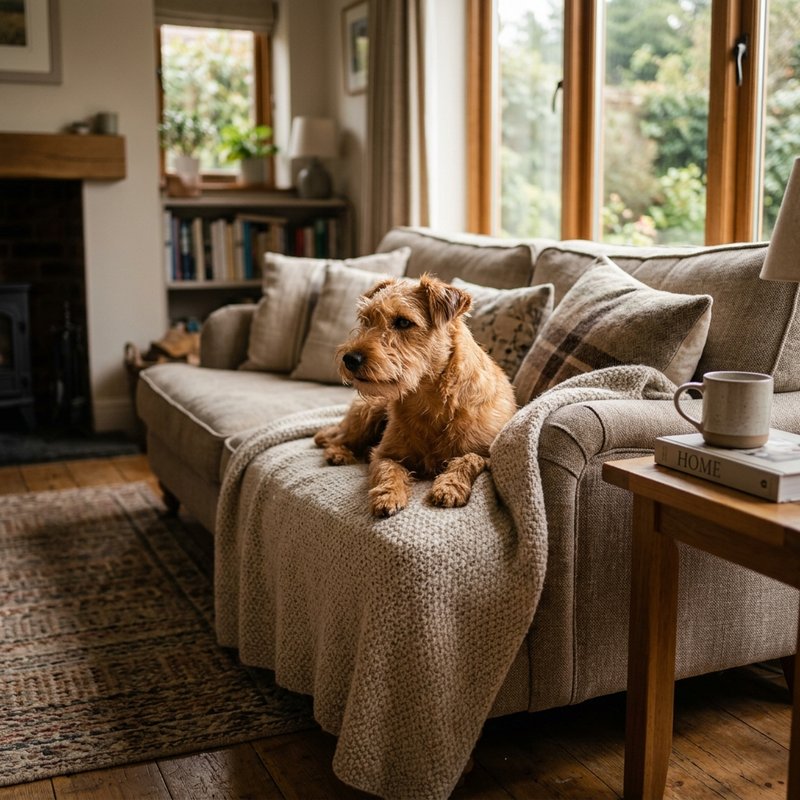 "Lakeland Terrier at home"