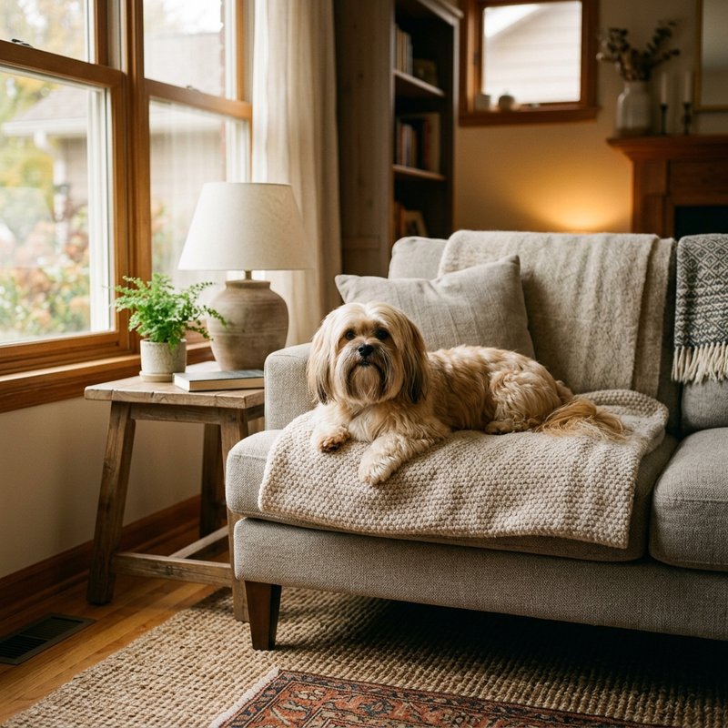 "Lhasa Apso at home"