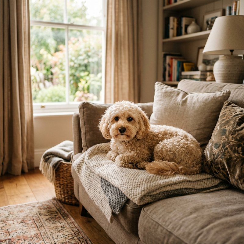 "Maltipoo at home"