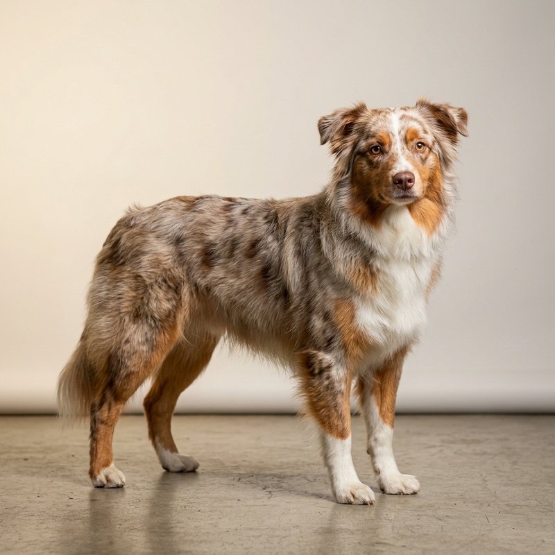 "Miniature American Shepherd studio portrait"