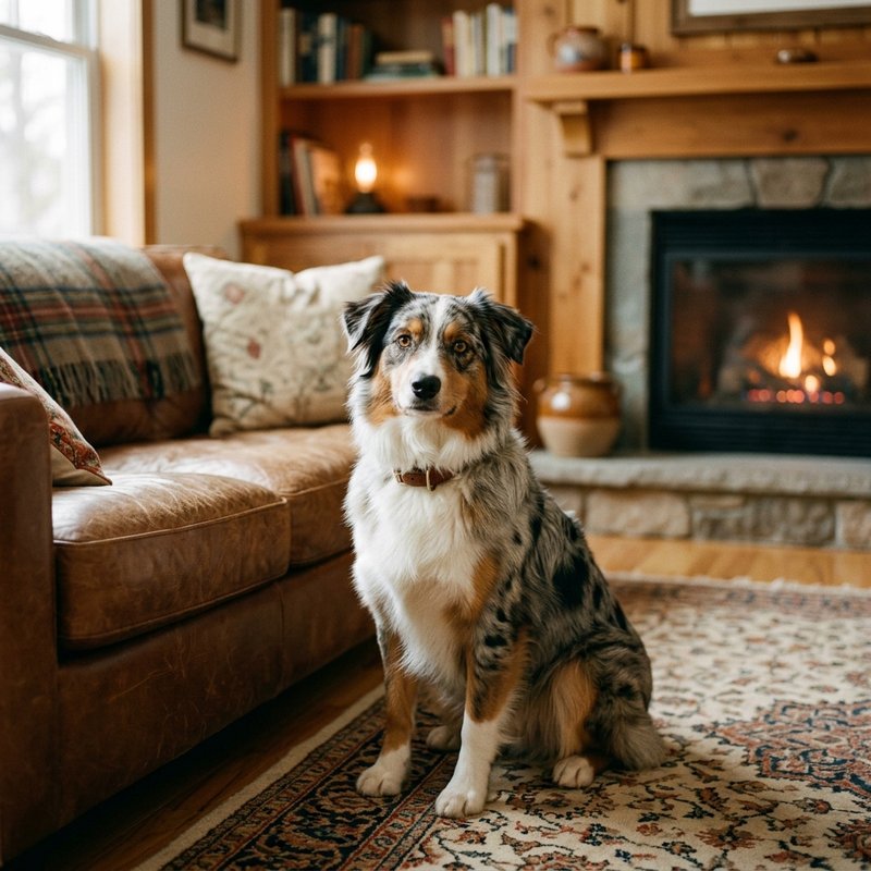 "Miniature American Shepherd at home"
