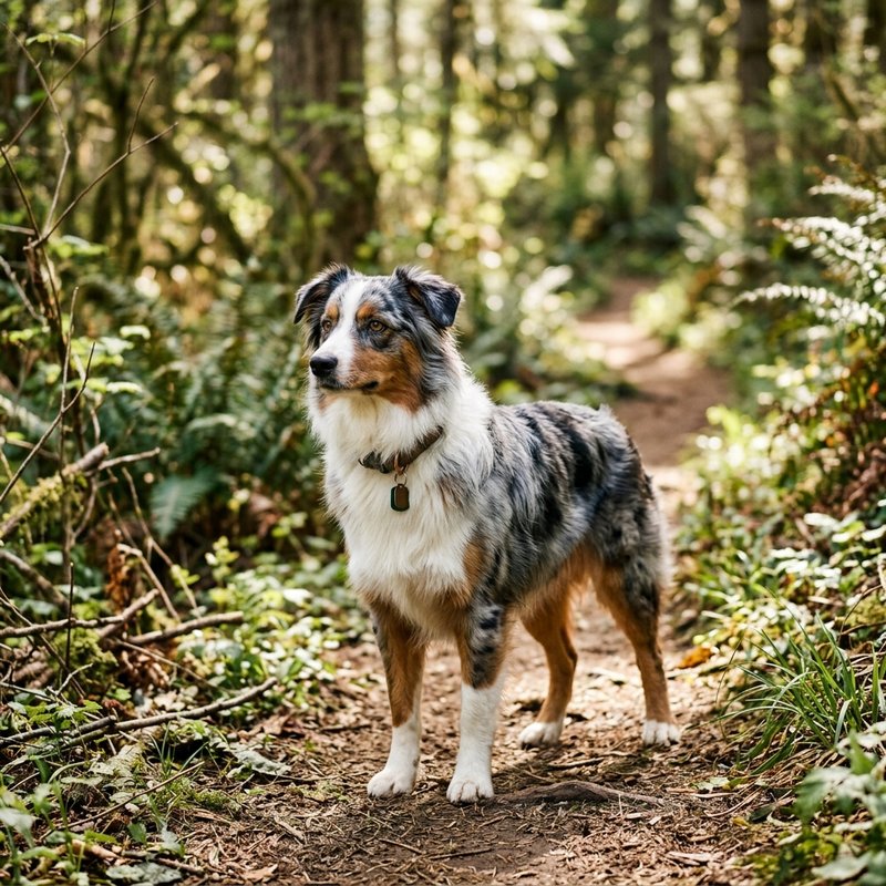 "Miniature American Shepherd outdoors"