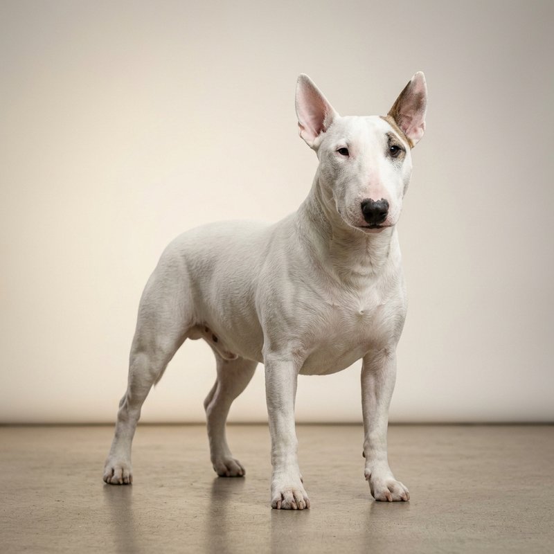 "Miniature Bull Terrier studio portrait"