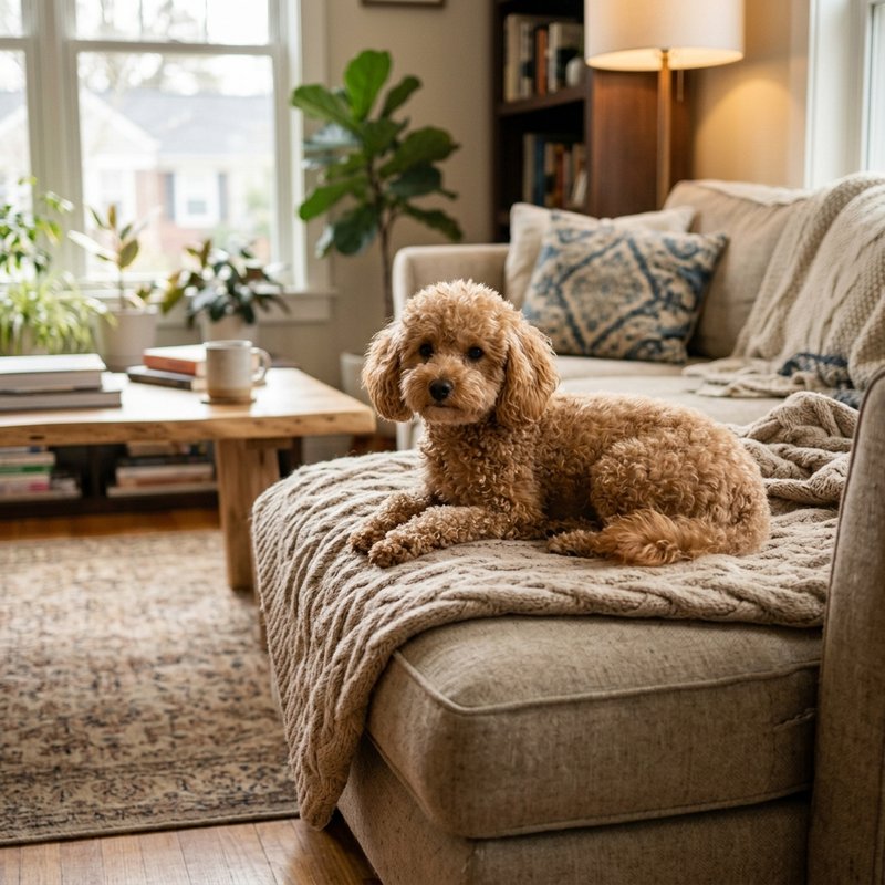 "Miniature Poodle at home"