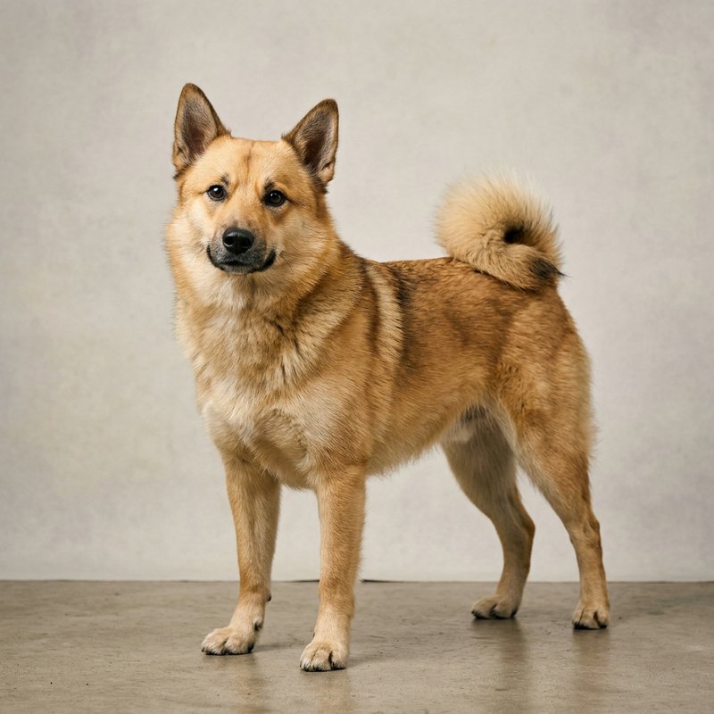 "Norwegian Buhund studio portrait"