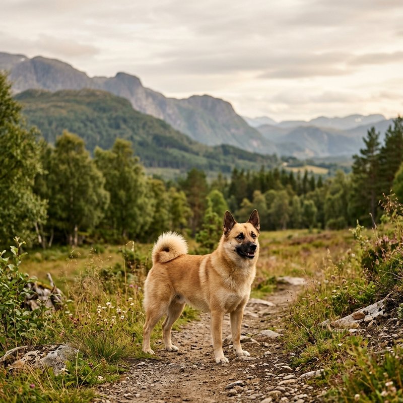 "Norwegian Buhund outdoors"