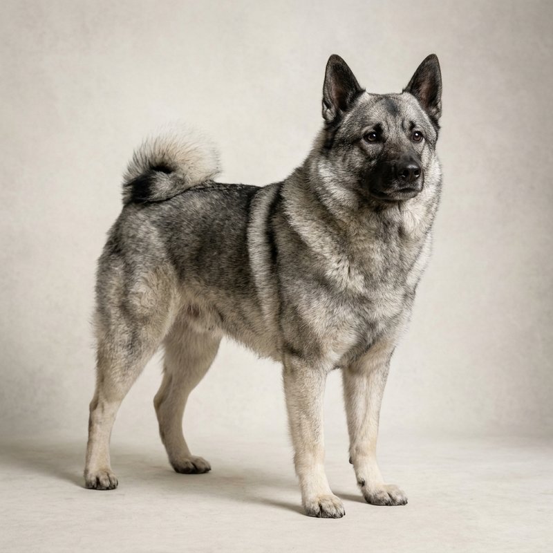 "Norwegian Elkhound studio portrait"