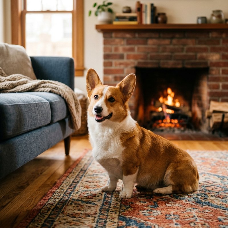 "Pembroke Welsh Corgi at home"