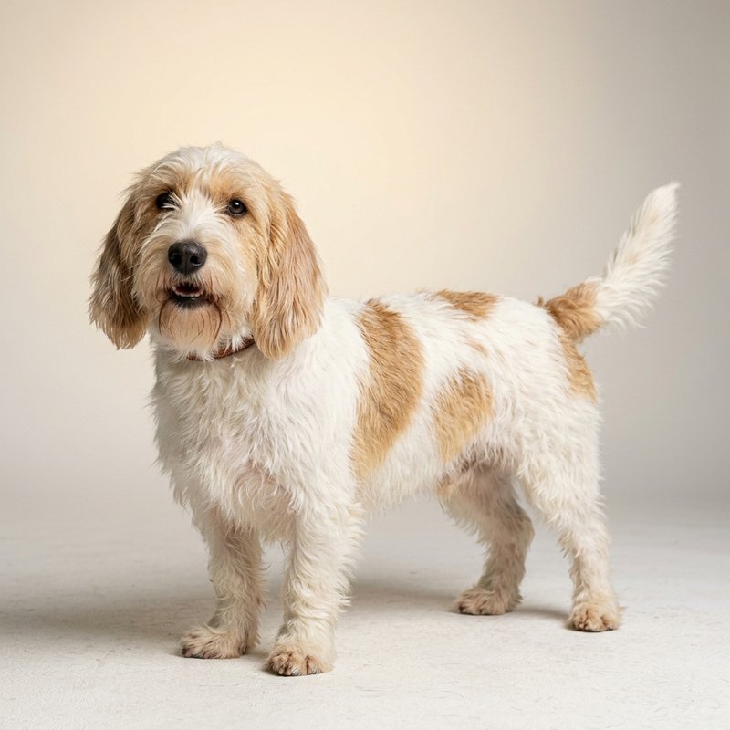 "Petit Basset Griffon Vendeen studio portrait"