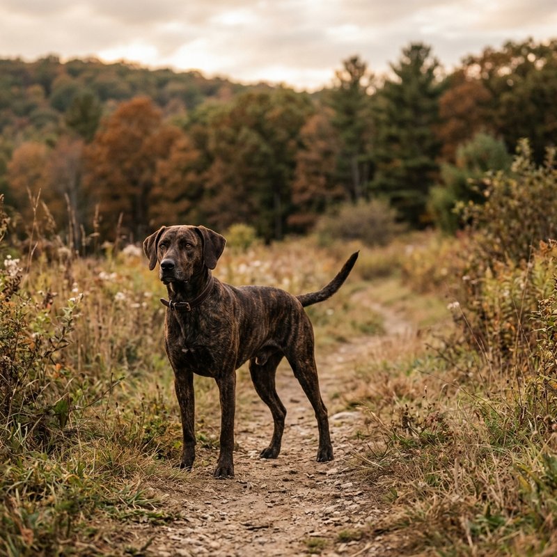 "Plott Hound outdoors"