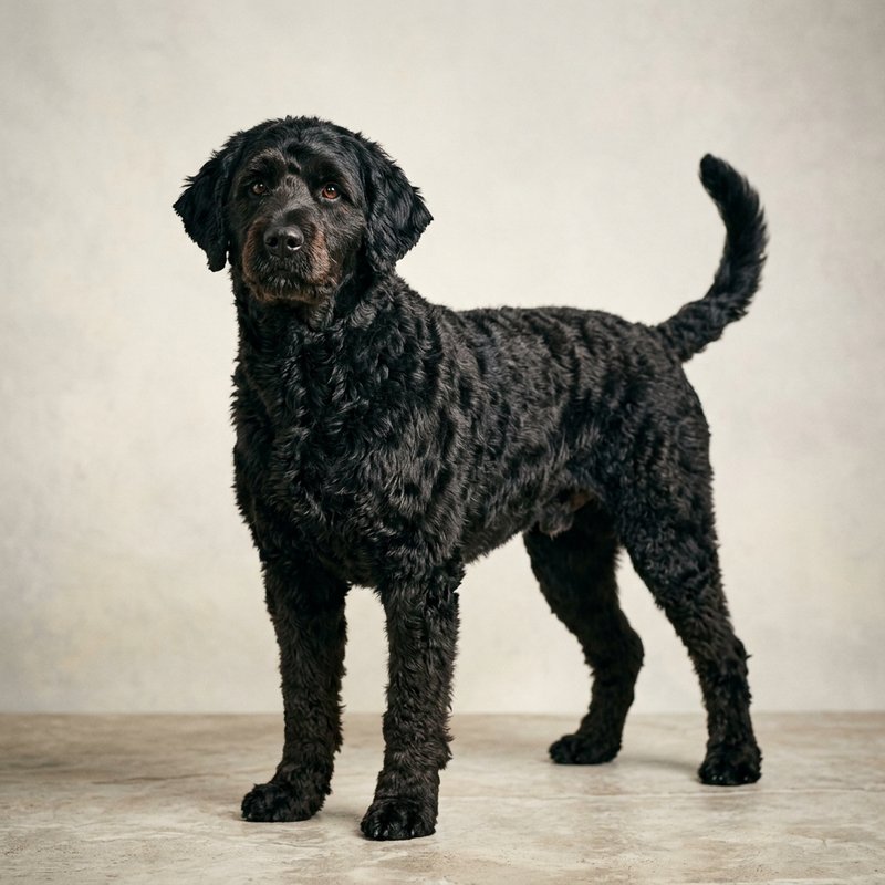 "Portuguese Water Dog studio portrait"