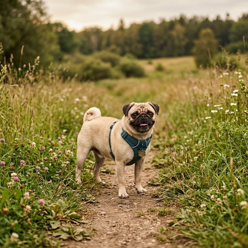 "Pug outdoors"