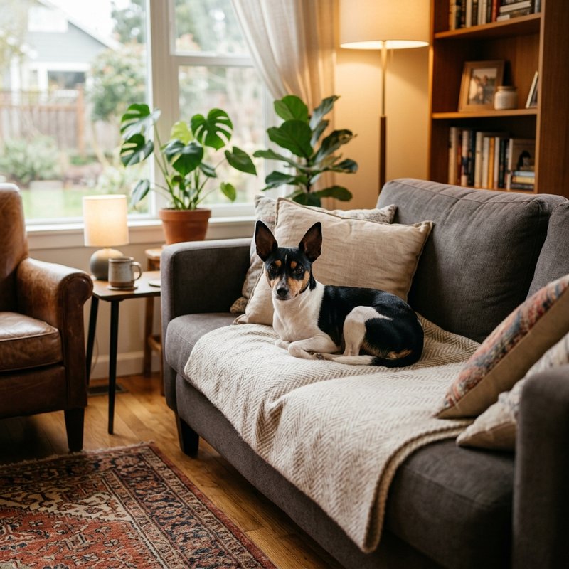 "Rat Terrier at home"