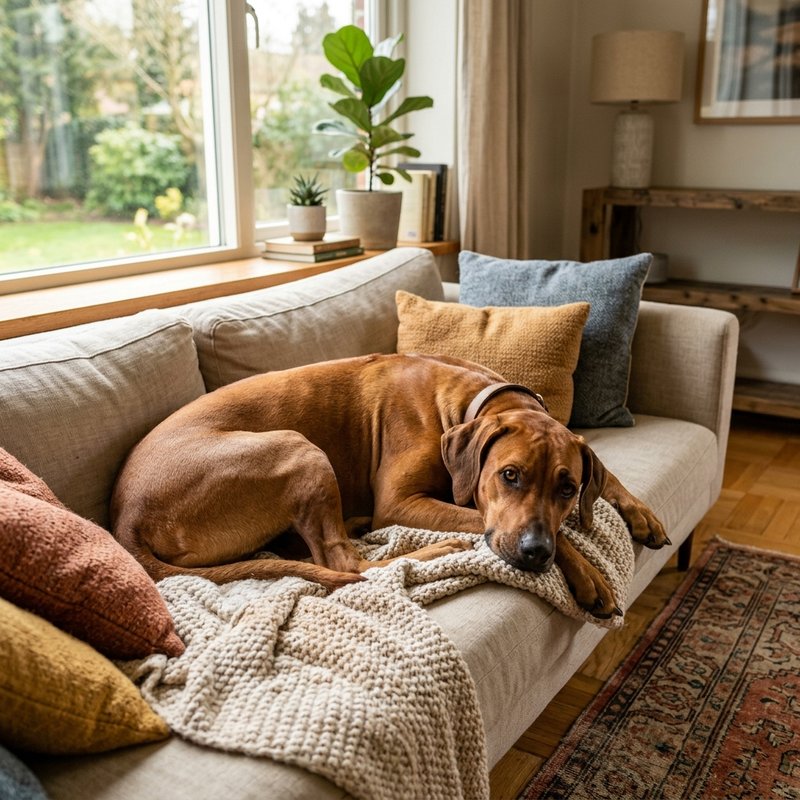 "Rhodesian Ridgeback at home"