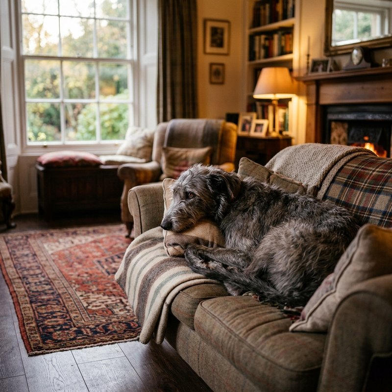 "Scottish Deerhound at home"
