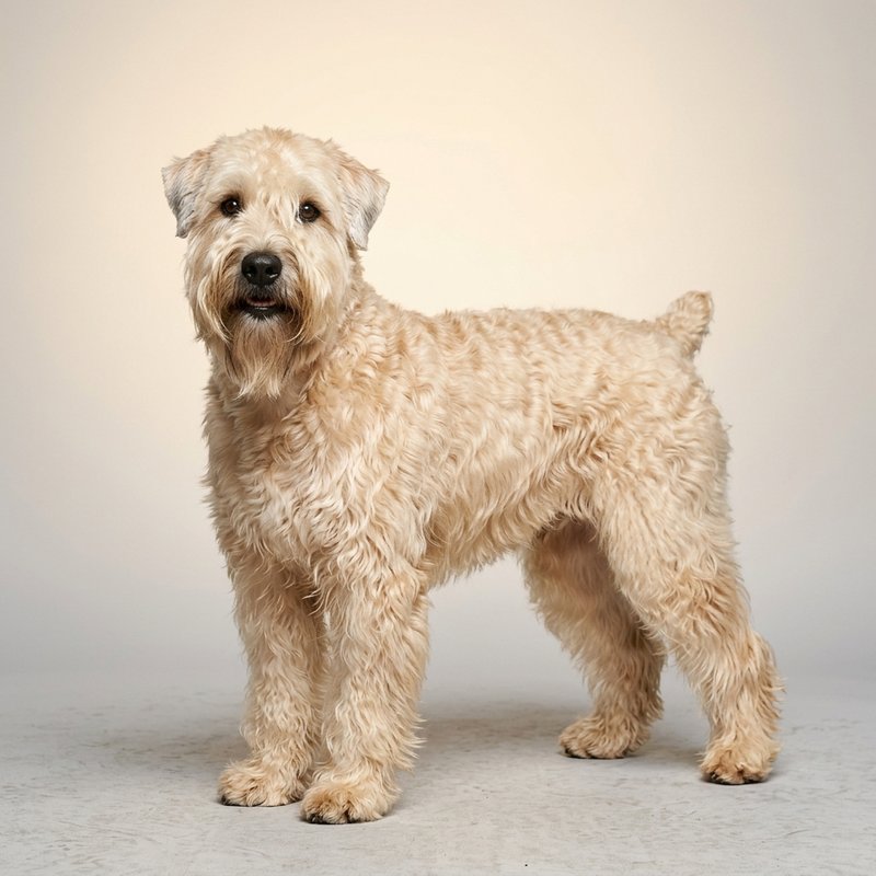 "Soft Coated Wheaten Terrier studio portrait"