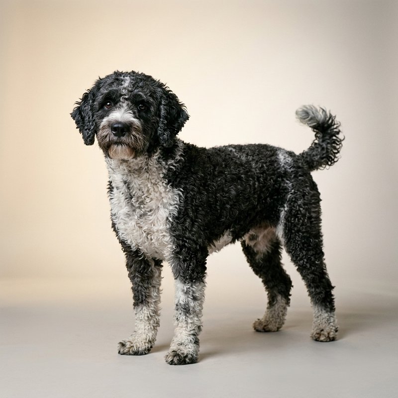 "Spanish Water Dog studio portrait"