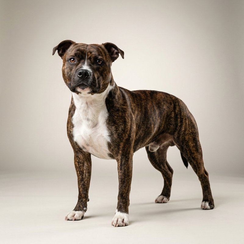 "Staffordshire Bull Terrier studio portrait"