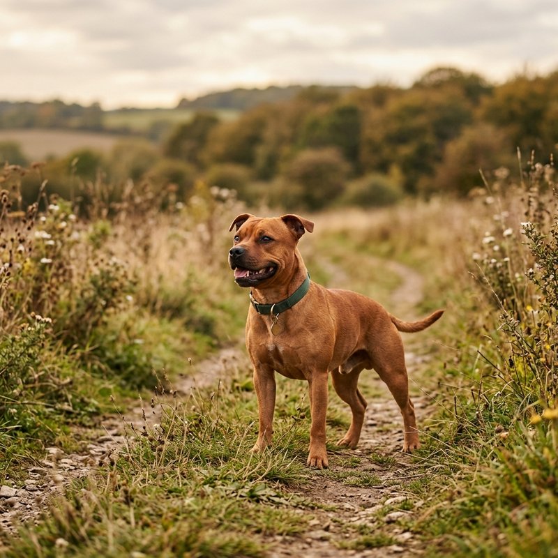 "Staffordshire Bull Terrier outdoors"
