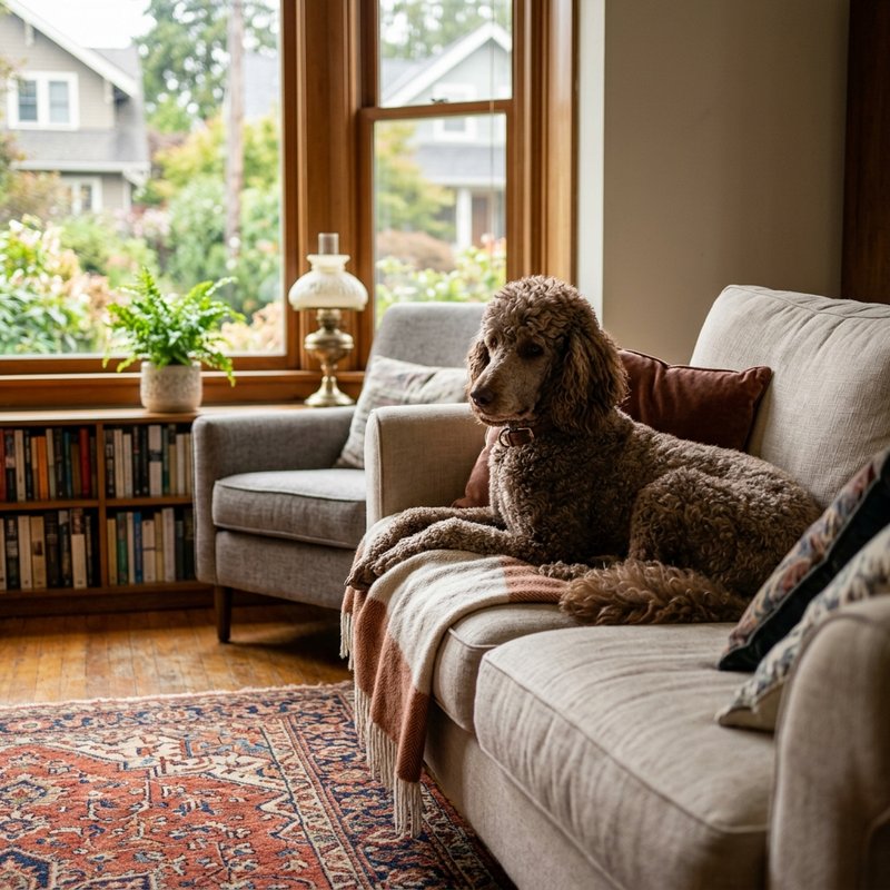 "Standard Poodle at home"