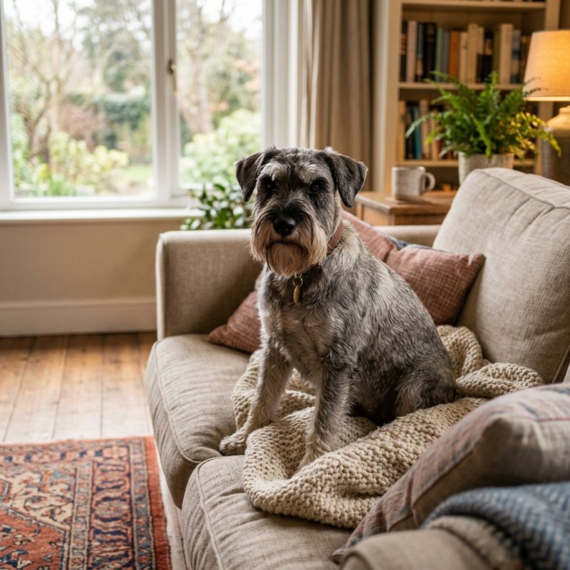 "Standard Schnauzer at home"