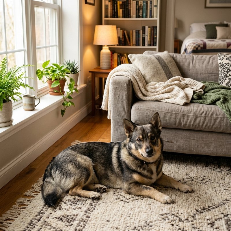 "Swedish Vallhund at home"