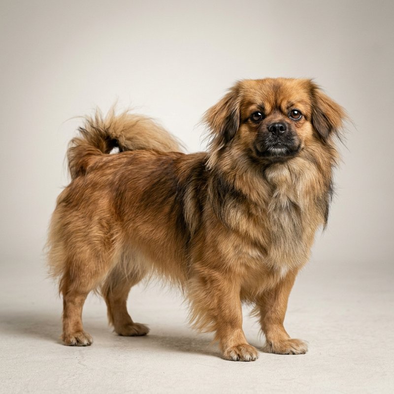 "Tibetan Spaniel studio portrait"