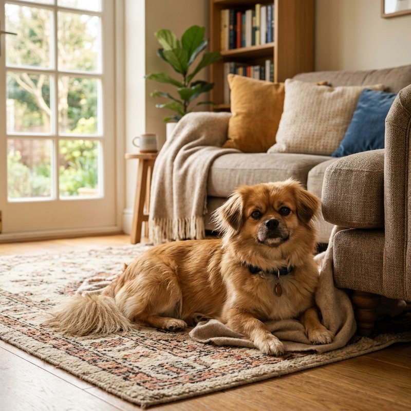 "Tibetan Spaniel at home"