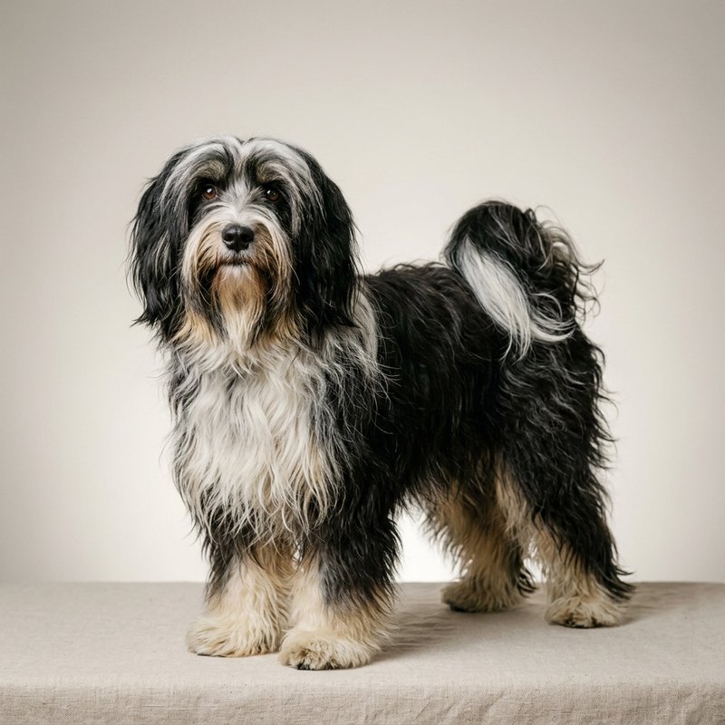 "Tibetan Terrier studio portrait"