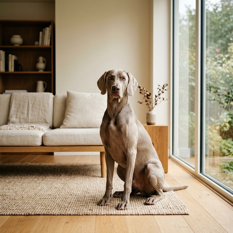 "Weimaraner at home"