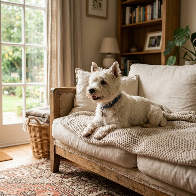 "West Highland White Terrier at home"