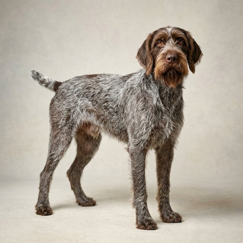 "Wirehaired Pointing Griffon studio portrait"