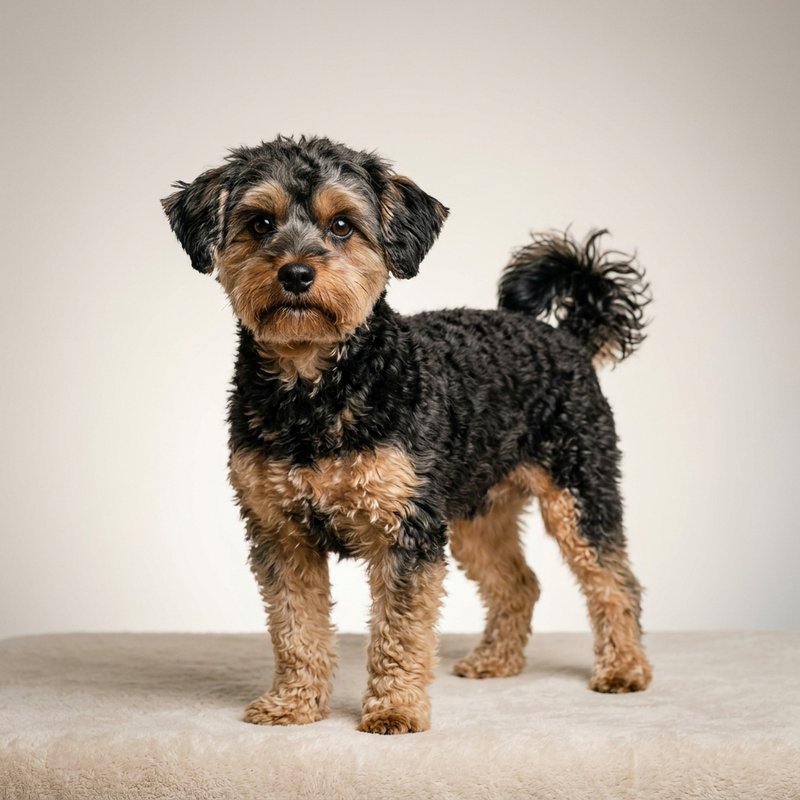 "Yorkipoo studio portrait"