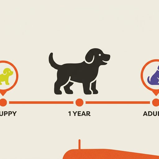 Life-stage timeline illustration for 1-year-old dogs