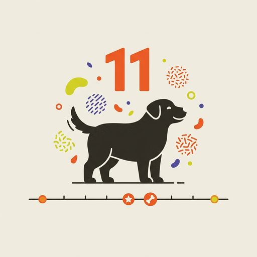 Life-stage timeline illustration for 11-year-old dogs