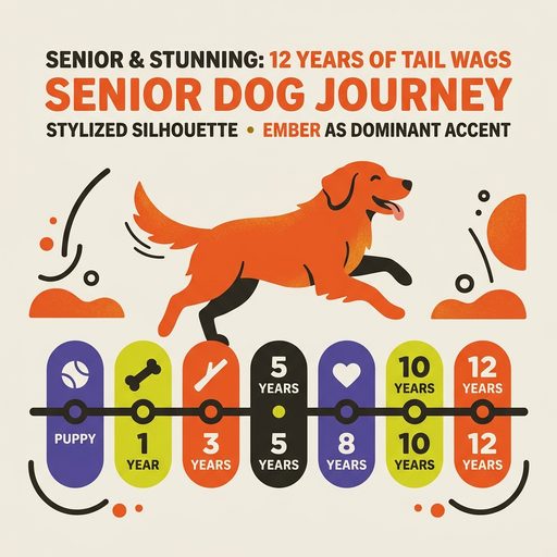 Life-stage timeline illustration for 12-year-old dogs
