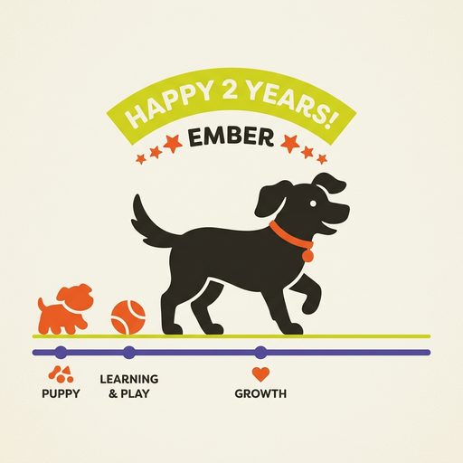 Life-stage timeline illustration for 2-year-old dogs
